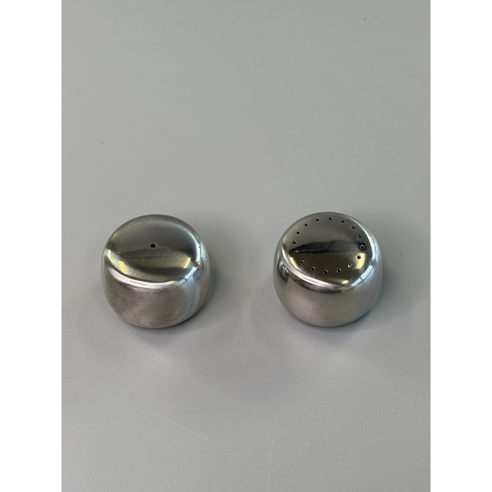Vintage Georg Jensen Salt Pepper Shakers Stainless Mid Century Modern Denmark